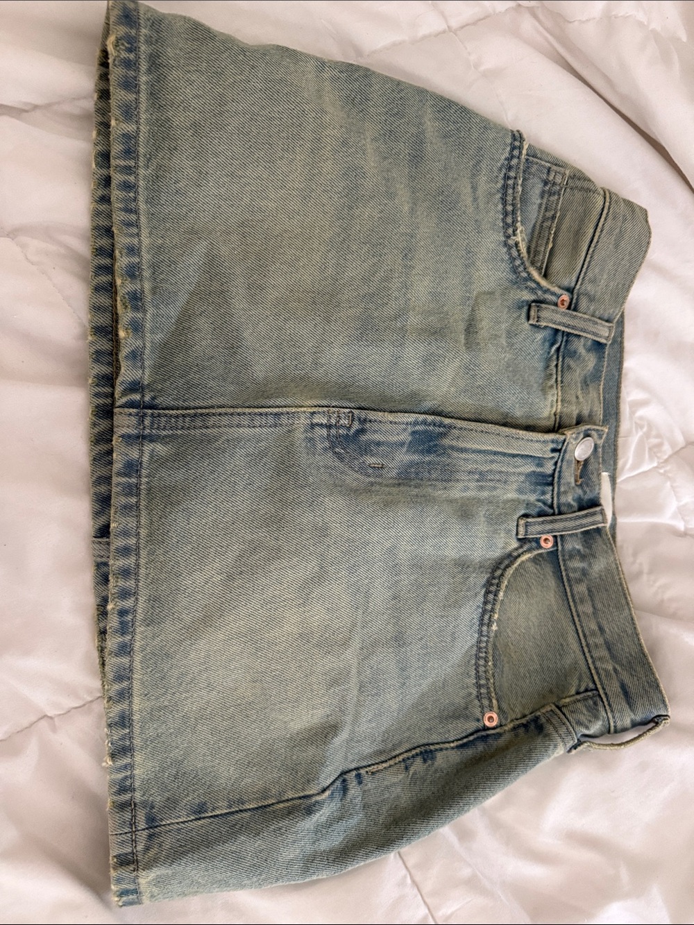 OAK + FORT Light Blue Denim A-Line Mini Skirt